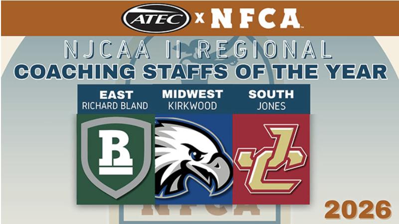 2026 ATEC/NFCA NJCAA DI & DII Regional Coaching Staffs of the Year Revealed